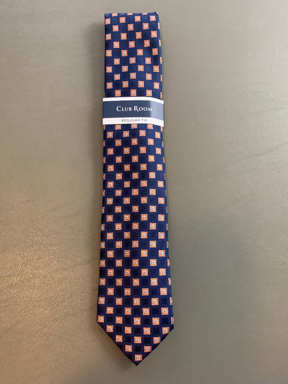 Club Room Men's 3'' 100% Polyester Neck Tie, Blue Orange Mayhew Medallion